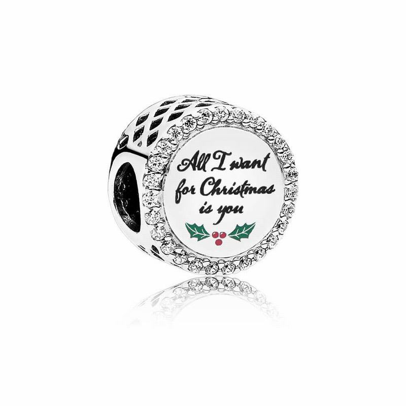 Pandora All I Want For Christmas Charm Ireland - Sterling Silver/Green/Cubic Zirconia - 516984PBT